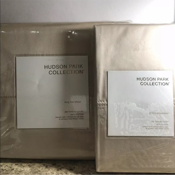 80% Off Hudson Park 600TC Egyptian KING FLAT+2pill